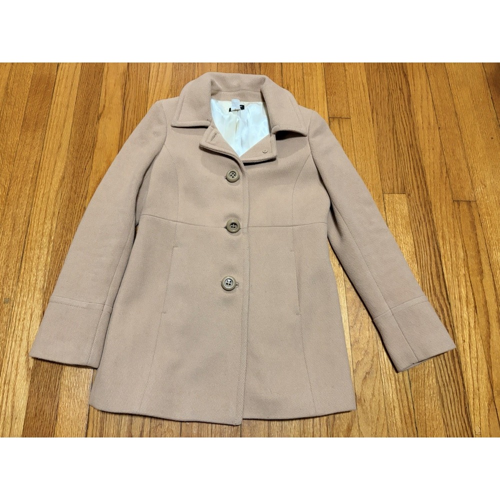 J Crew Wool Blend Peacoat Women's 4 Camel Tan Single Breasted Lined Button Front